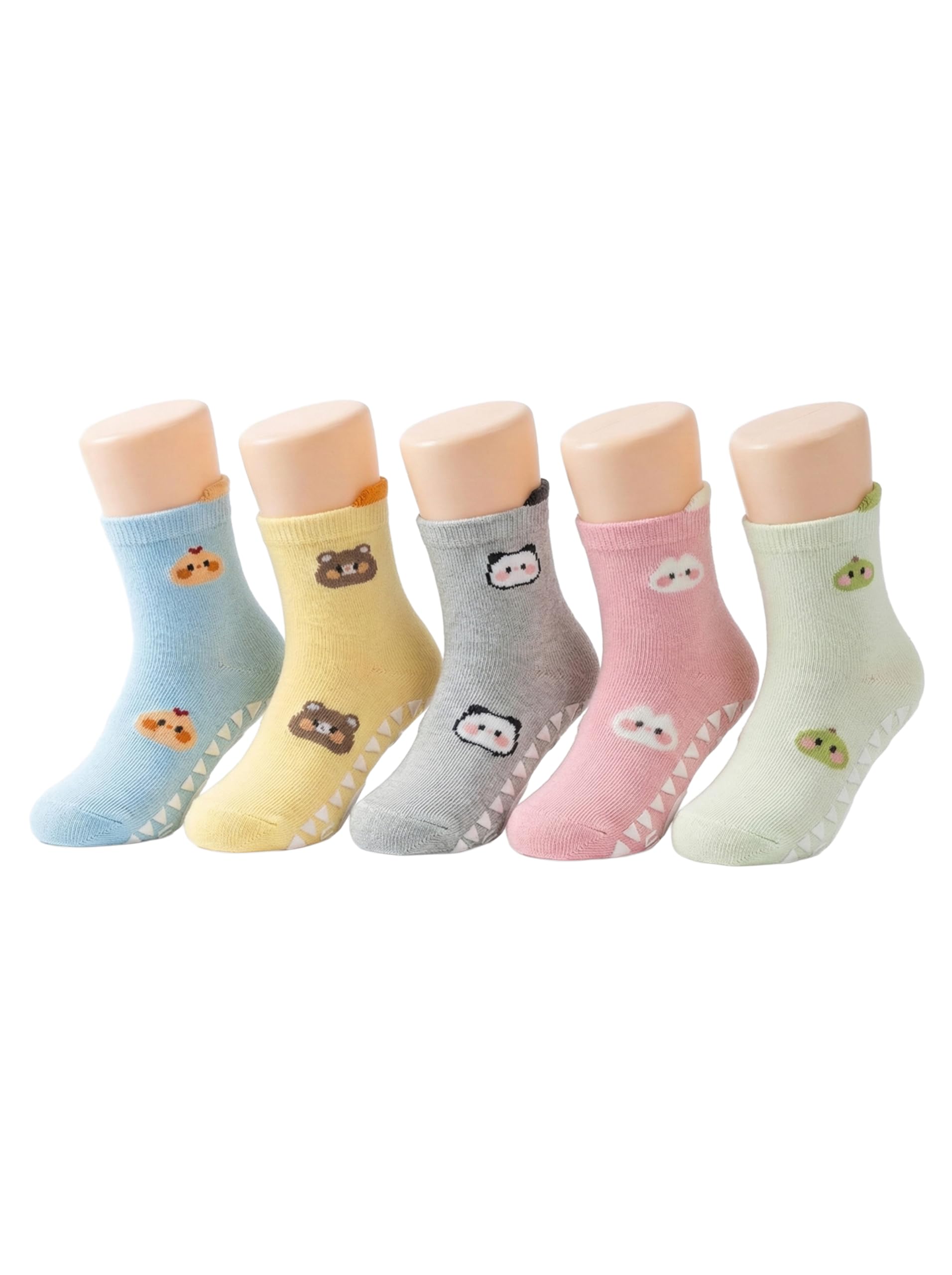Anti-Skid Pure Cotton Socks for Kids, Boys and Girls, 1-4 Years, Light Color, Breathable Premium Grip Socks, Pack of 5-picture-35