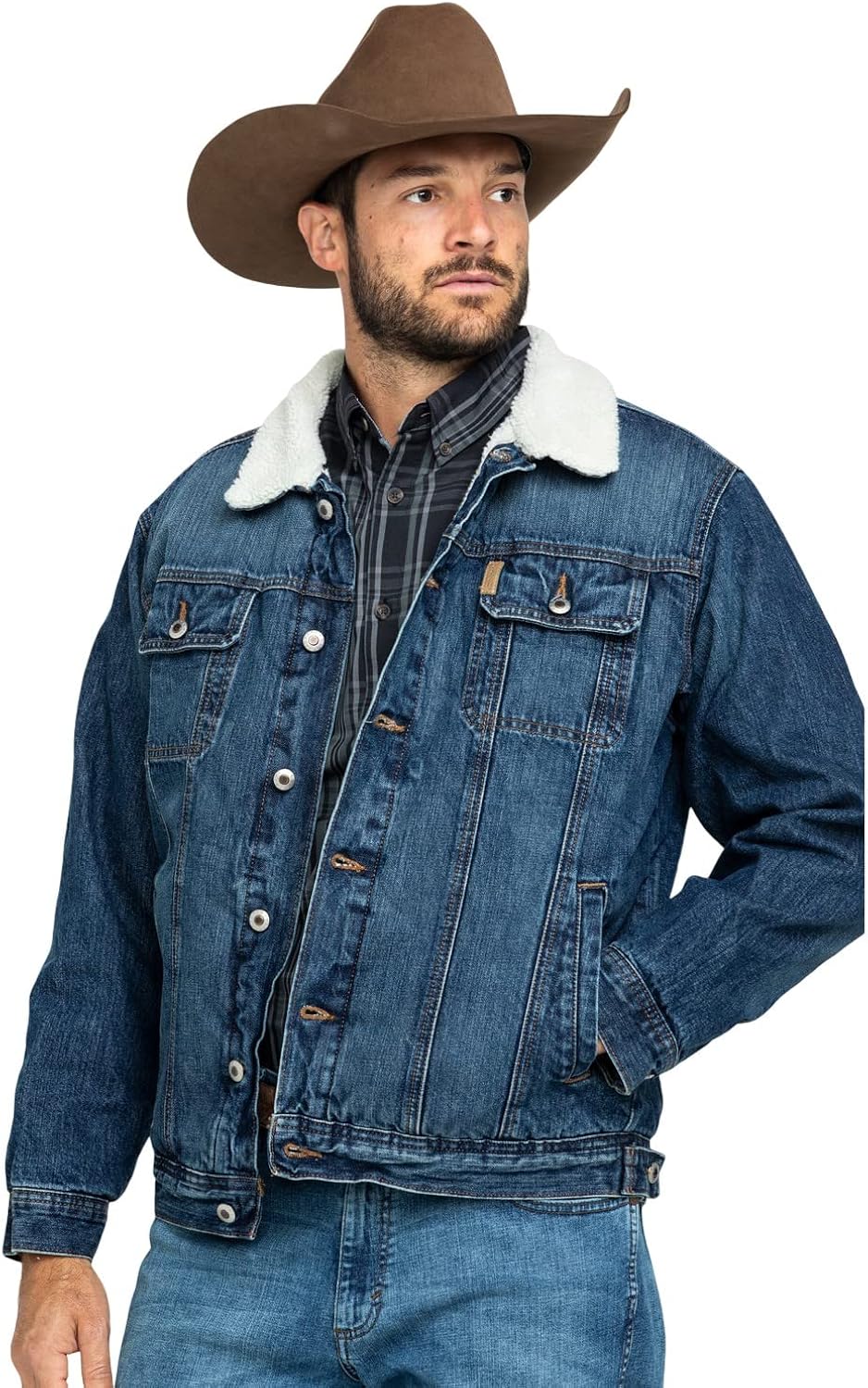 Cinch Men's Denim Jacket with Sherpa Lining and Concealed Carry Pockets, Indigo, XS at  Men’s Clothing store
