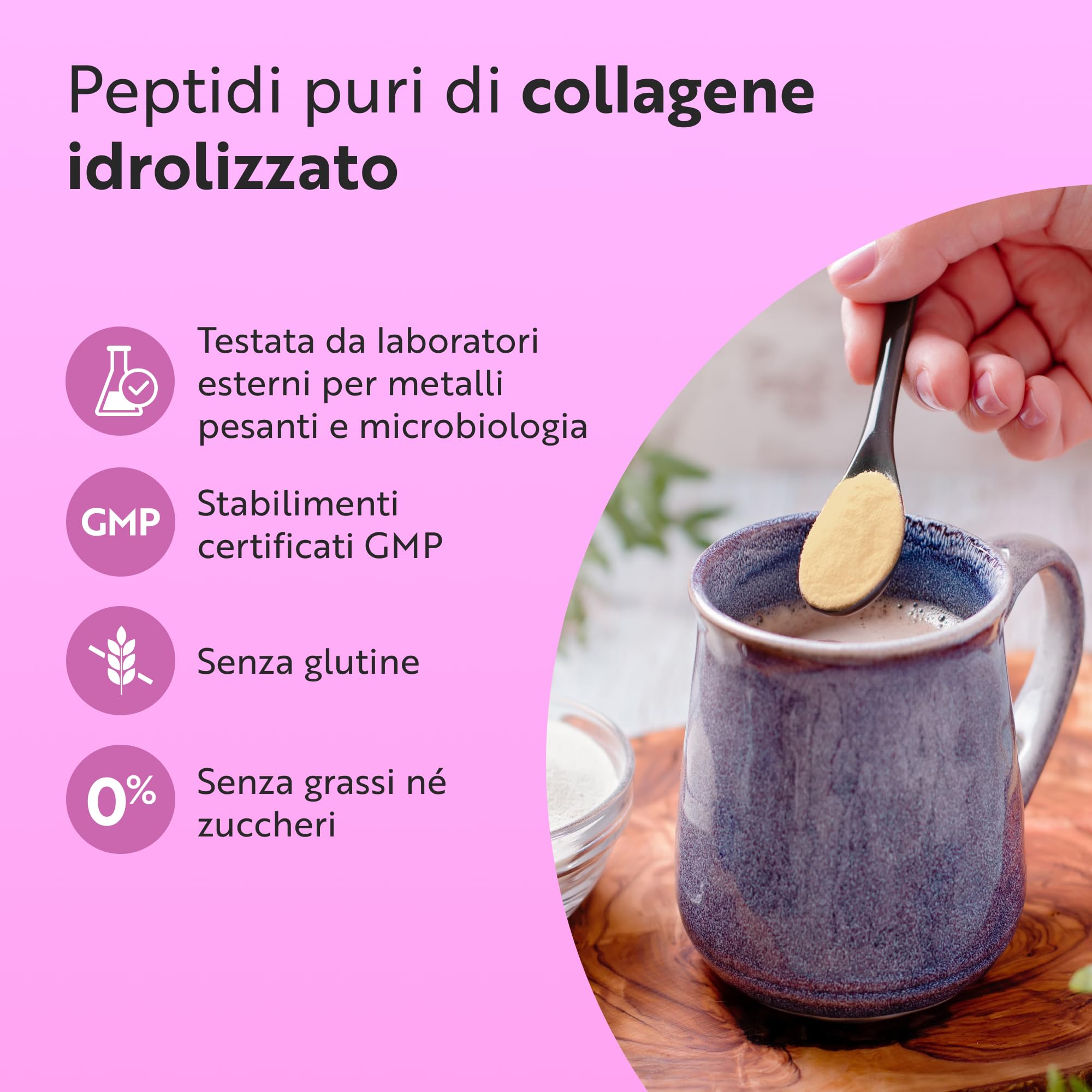 Nutravita Collagene in Polvere 500g - 50 Porzioni - Peptidi di Collagene Idrolizzato in Polvere Tipo 1 - Colageno Bovino con 8 Aminoacidi - Non Aromatizzato - Collagen Peptides Powder