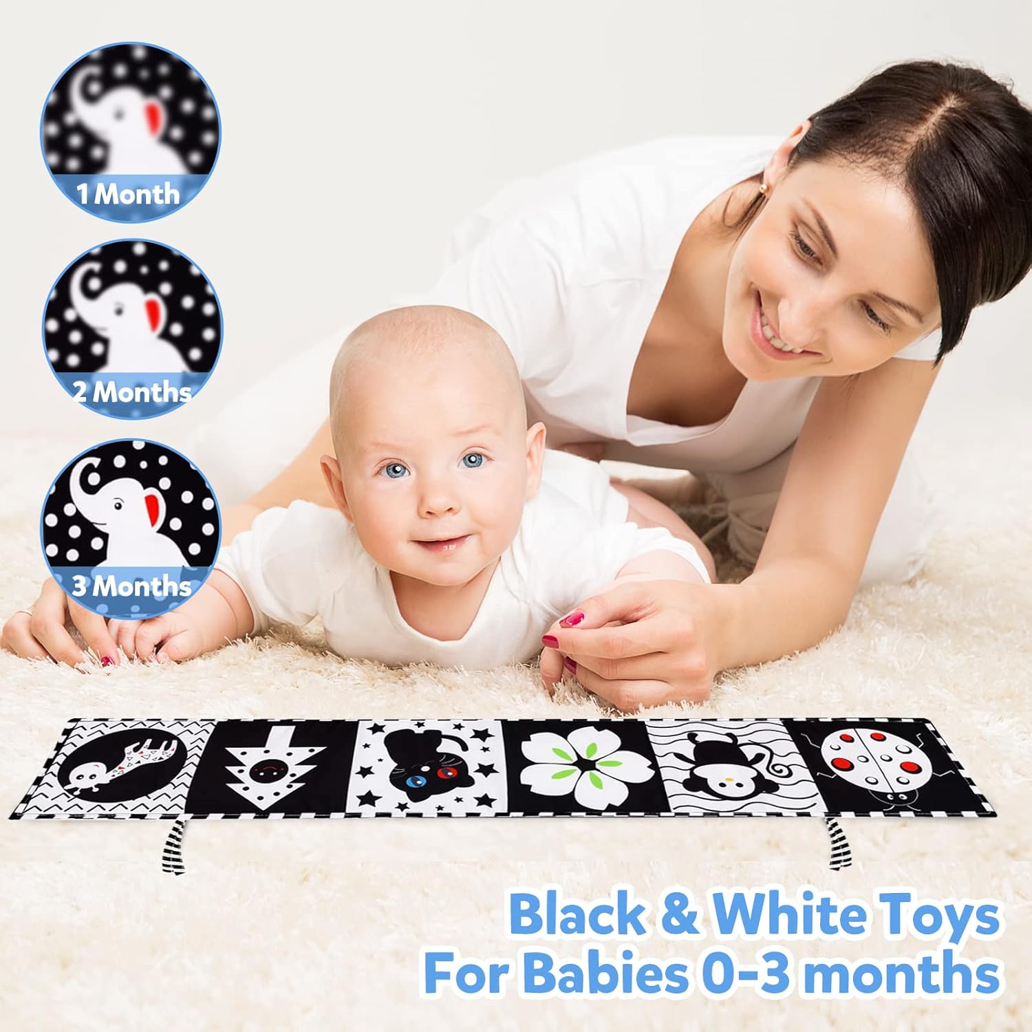 Sonajero De Peluche Para Bebé, Sonajero De Peluche Suave Con Sonido, Anillo Agitador Blanco Y Negro, Juguet De Darrollo Con Agarre Manual De 0 A 12 M - AliExprs
