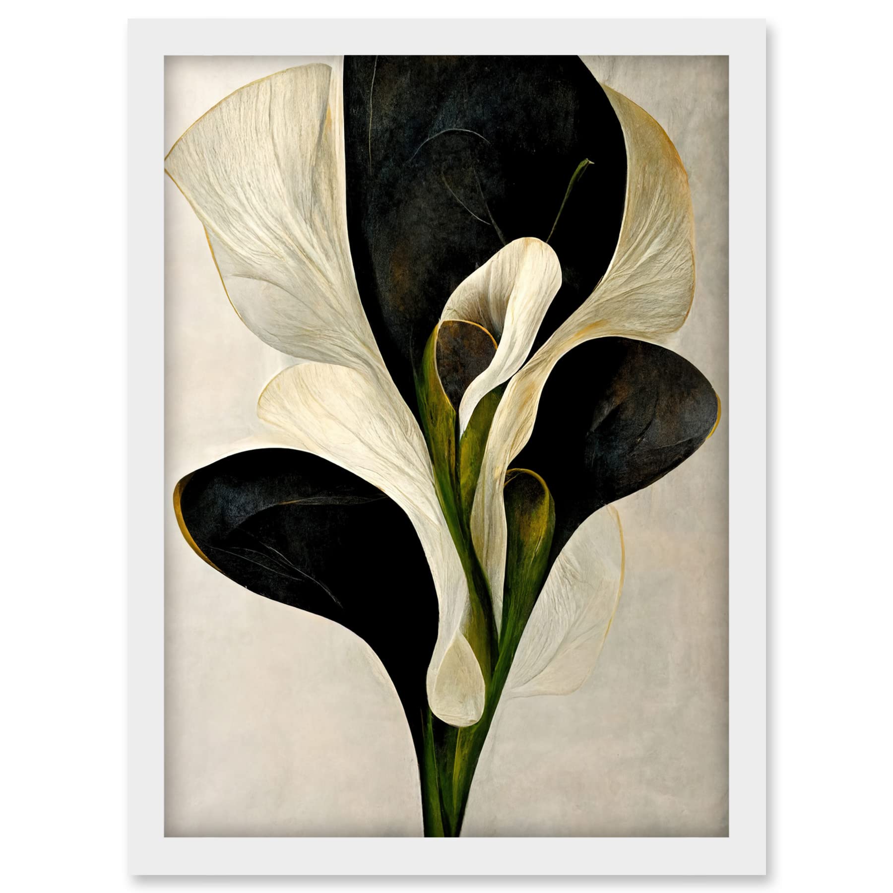 Doppelganger33 LTD Beautiful White Calla Lily Flower Abstract Bouquet Artwork Framed A3 Wall Art Print