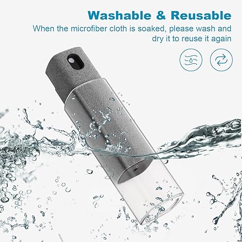 Miniatura 6 de Paquete de 4 limpiadores de pantalla 3 en 1, limpiador de niebla para pantalla táctil y paño de microfibra, solución de limpieza integrada, botella