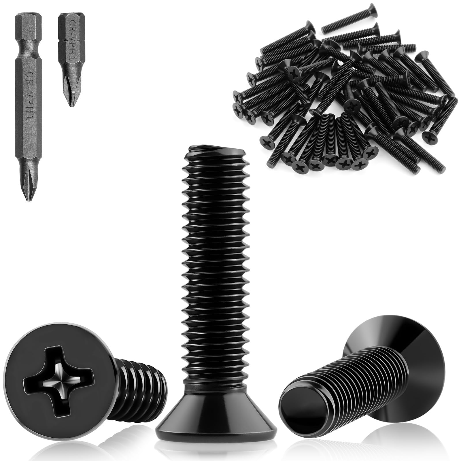 Mbsomnus 60 sztuk śrub z łbem stożkowym M4 x 10 mm, śruby z łbem stożkowym M4, śruby gwintowane z łbem płaskim do drzwi, okien, stołów, krzeseł, ogrodzeń