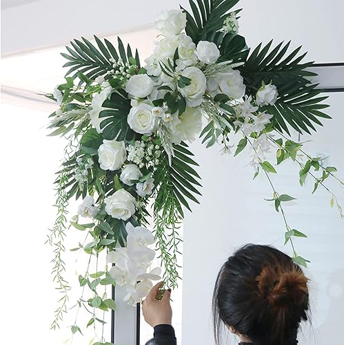 Miniatura 4 de Kit de flores artificiales para arco de boda, 2 piezas de guirnalda de flores artificiales grandes, letrero de bienvenida, decoración de fiesta,