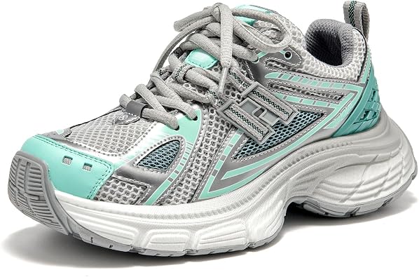 BEAU TODAY Chunky Sneakers for Women, Womens Fashion Sneakers, Lightweight Leather Sneakers for Women, Comfortable Casual Lace-Up Breathable Dad Shoes