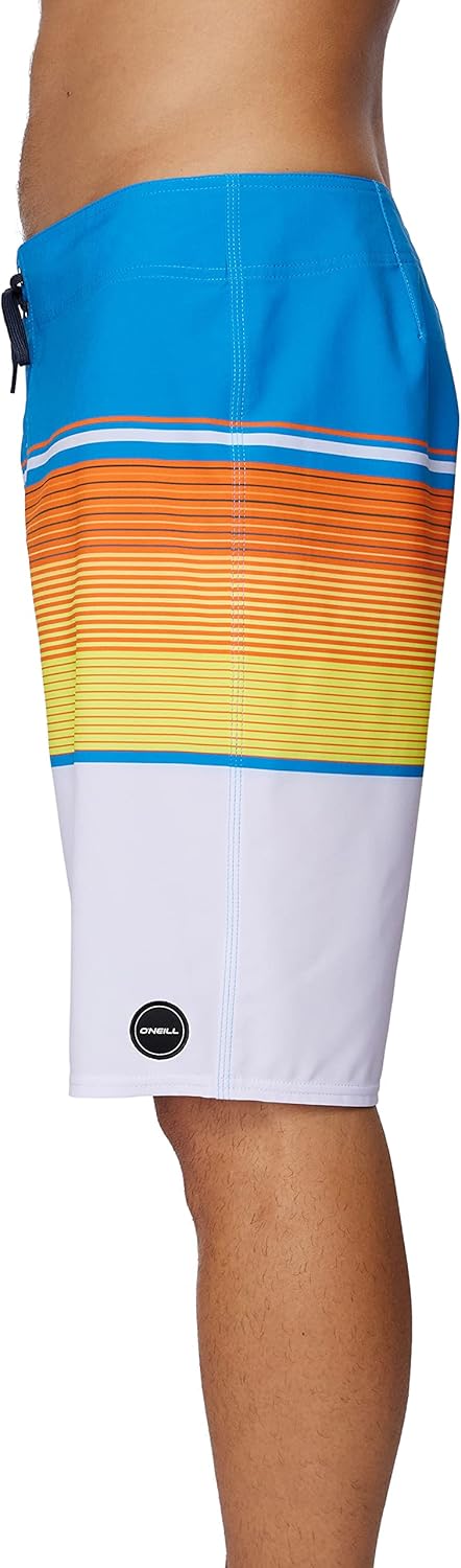 O'NEILL Men's 21 Inch 4-Way Stripe Boardshorts - Quick Dry Swim Trunks for Men with Fabric and Pockets