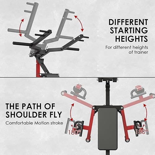 Miniatura 5 de Mikolo Máquina de prensa de deltoides y hombros, máquina de elevación lateral con asiento y respaldo ajustables, máquina de cuerpo superior de