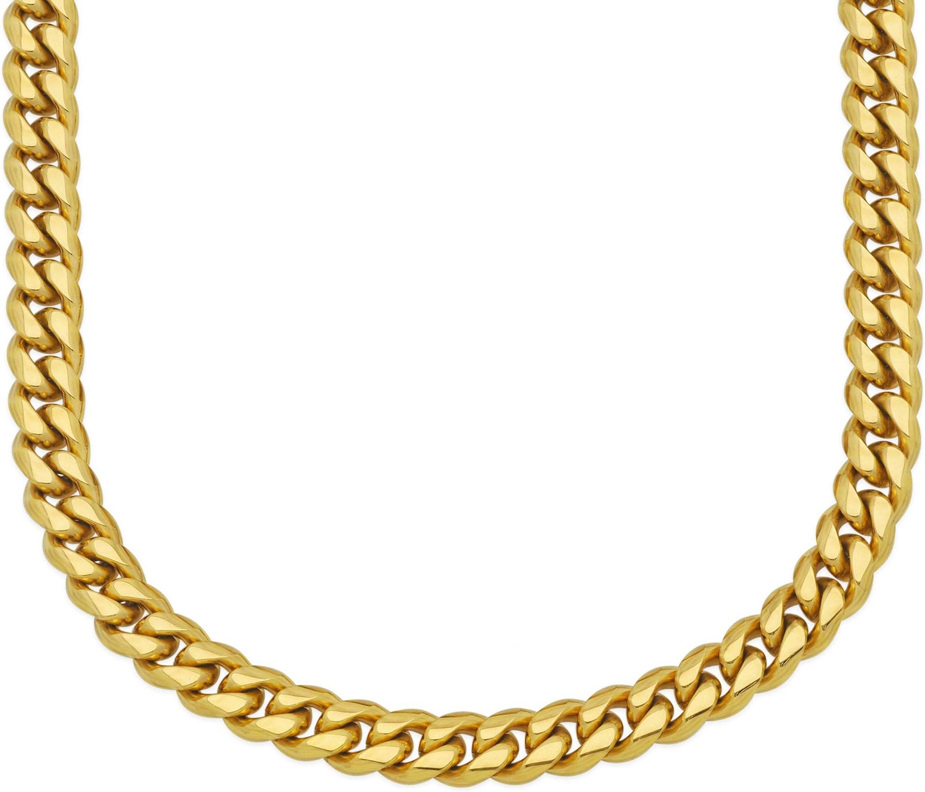 10MM, 24" Premium 18KT Real Gold Electroplated Stainless Steel Heavy Solid Miami Cuban Link Chain. Secure Box Lock. Available in 30", 28", 26", 24", 22" Necklace or 8", 9" Bracelet