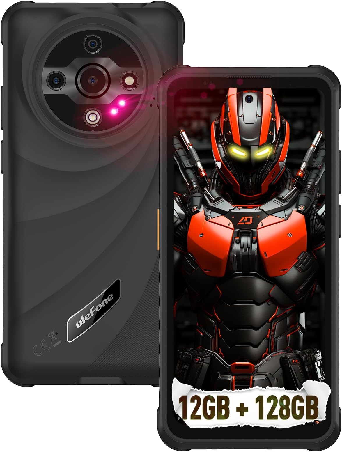 Ulefone Armor X31 Rugged Phone Unlocked, 12GB+128GB MTK Helio G91 Android 15, 48MP+20MP Main Camera, 6050mAh, 6.56" Corning Gorilla Screen, IP68/69K Waterproof, Dual 4G, Widevine L1, IR Blaster, Black