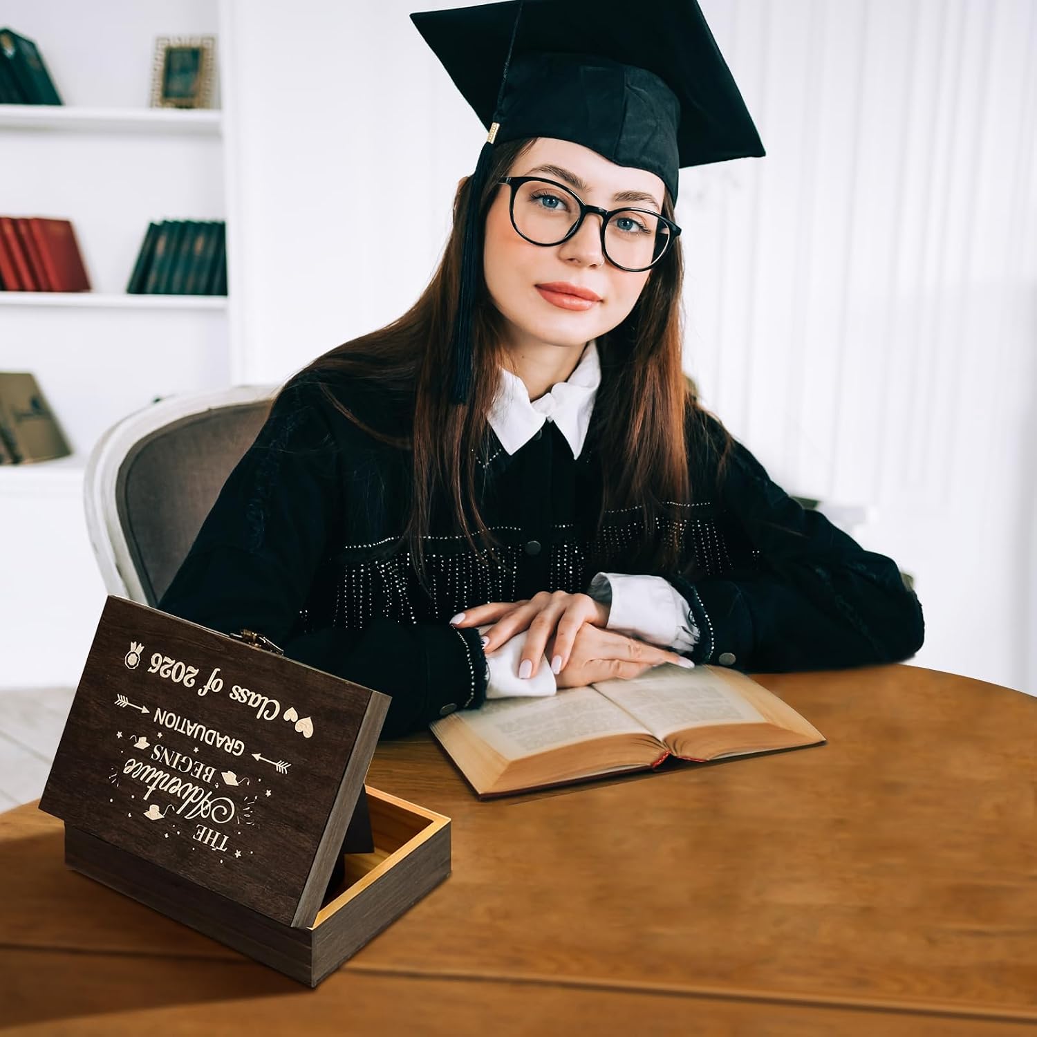 Graduation Memory Keepsake Box with Photo Custom 2026 Large Grad Card Box with Customized Picture Gift for Him Her for Graduate Grad High School Party(Black,Stylish) image 3