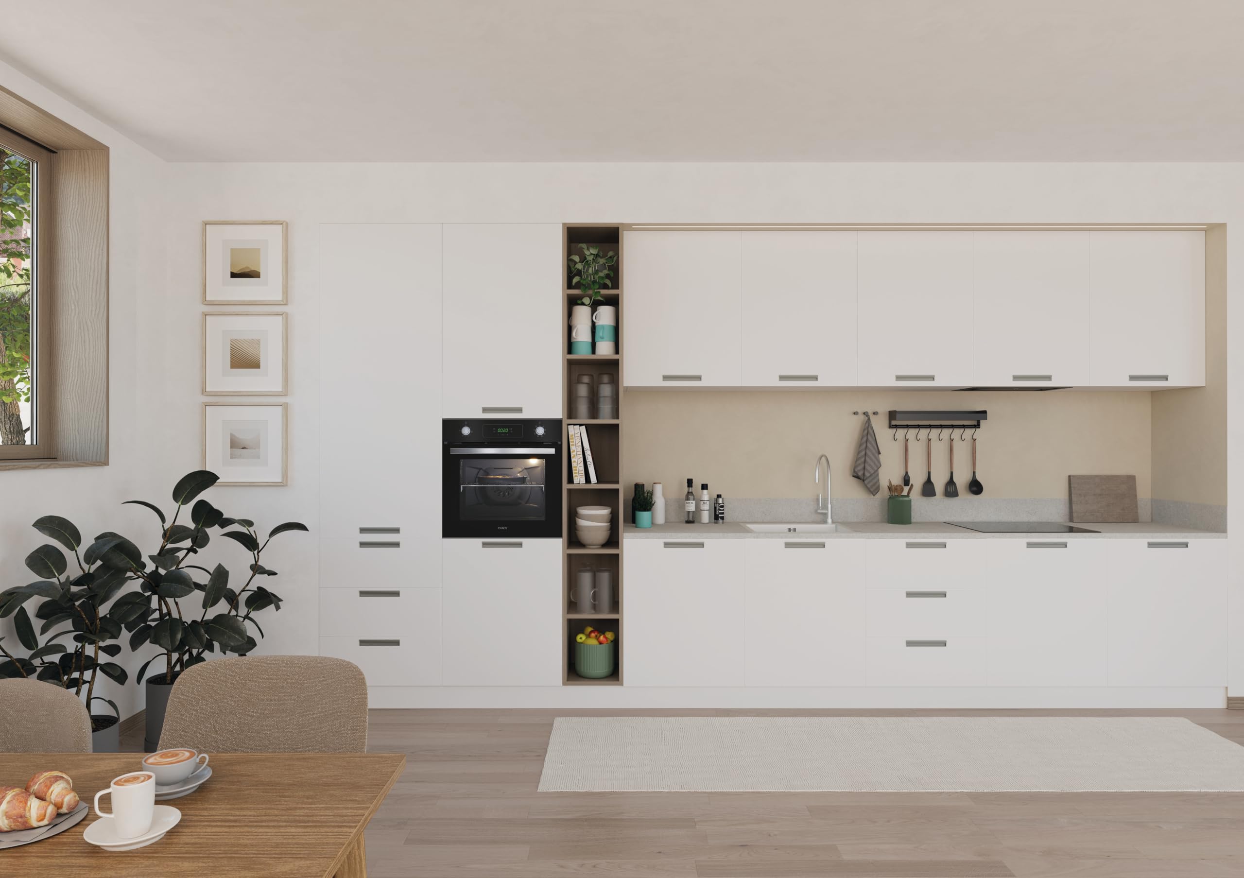 Candy Idea FIDC N625 L, Horno Multifunción, 70L, 2400W, 1 Bandeja y 2 Rejillas, Ventilación Tangencial de Enfriamiento, Limpieza Aquactiva, 8 Funciones, Mandos Push&Pull, Puerta Doble Cristal, Negro