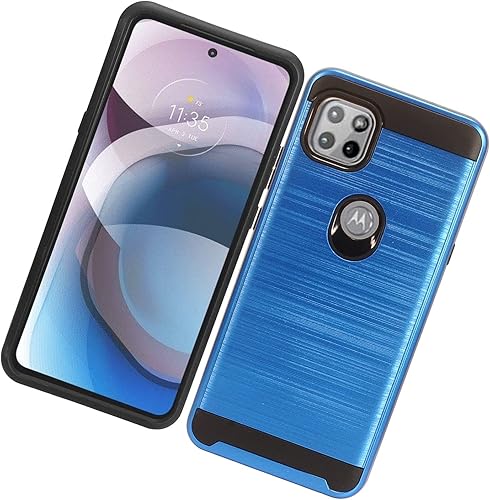 Miniatura 6 de Para Motorola One 5G Ace XT2113, Moto One 5G Ace (2021) - Funda de teléfono estilo cepillado - CS3 Azul