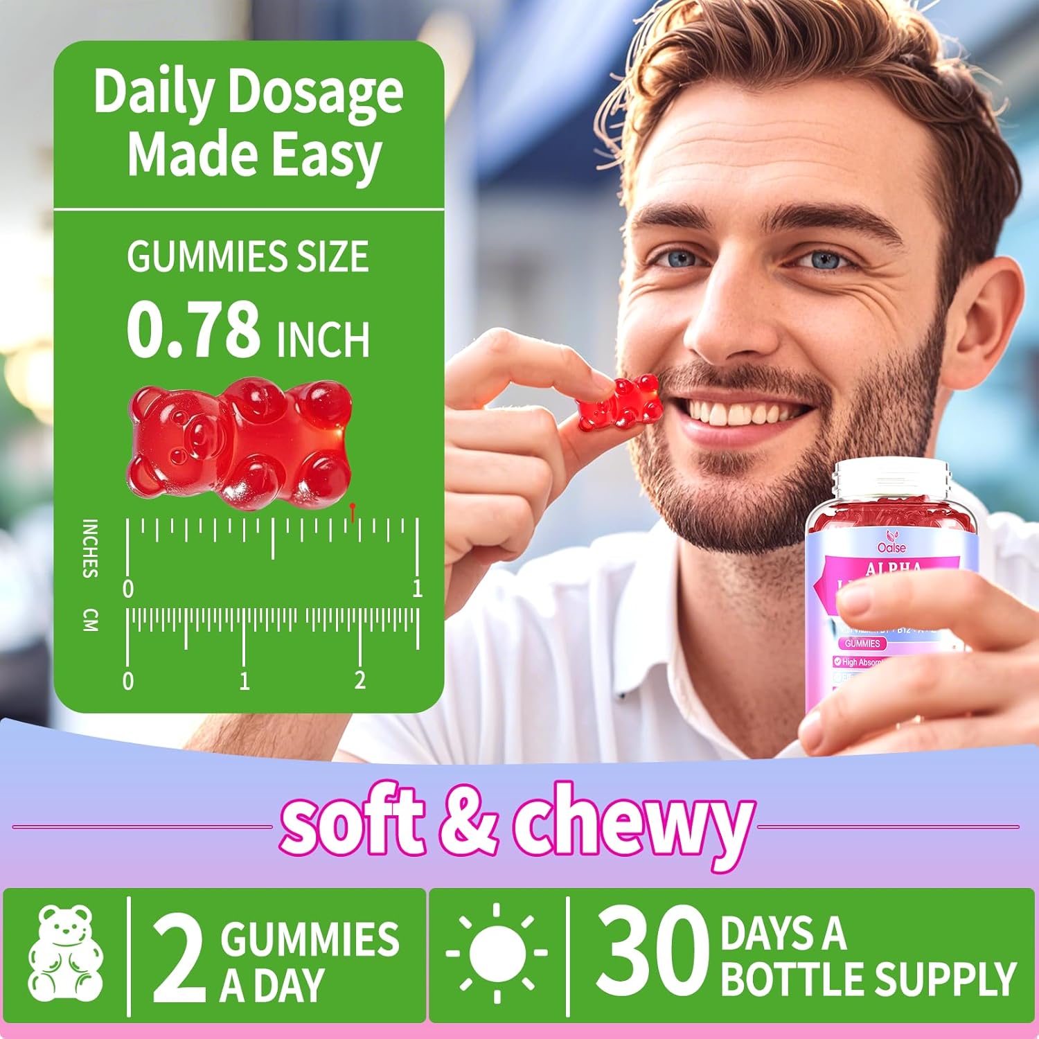 (2 Packs) Alpha Lipoic Acid Gummies 1000Mg with Vitamin B1, B12, A, E - High Absorption Sugar Free Chewable ALA Supplement for Energy Support,Raspberry Flavor, 60 Gummies