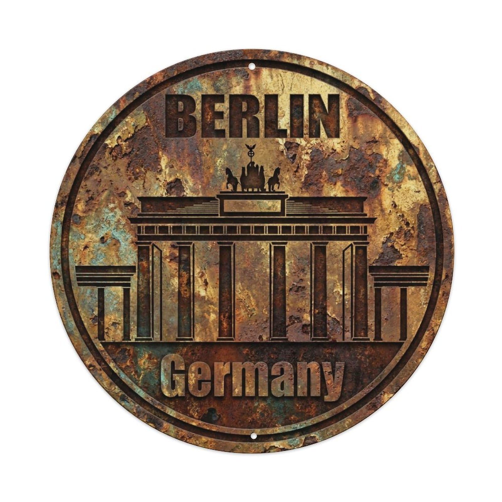Yrnq 8X8inch Vintage Style Vintage Travel Berlin Germany Souvenir Metal Tin Sign