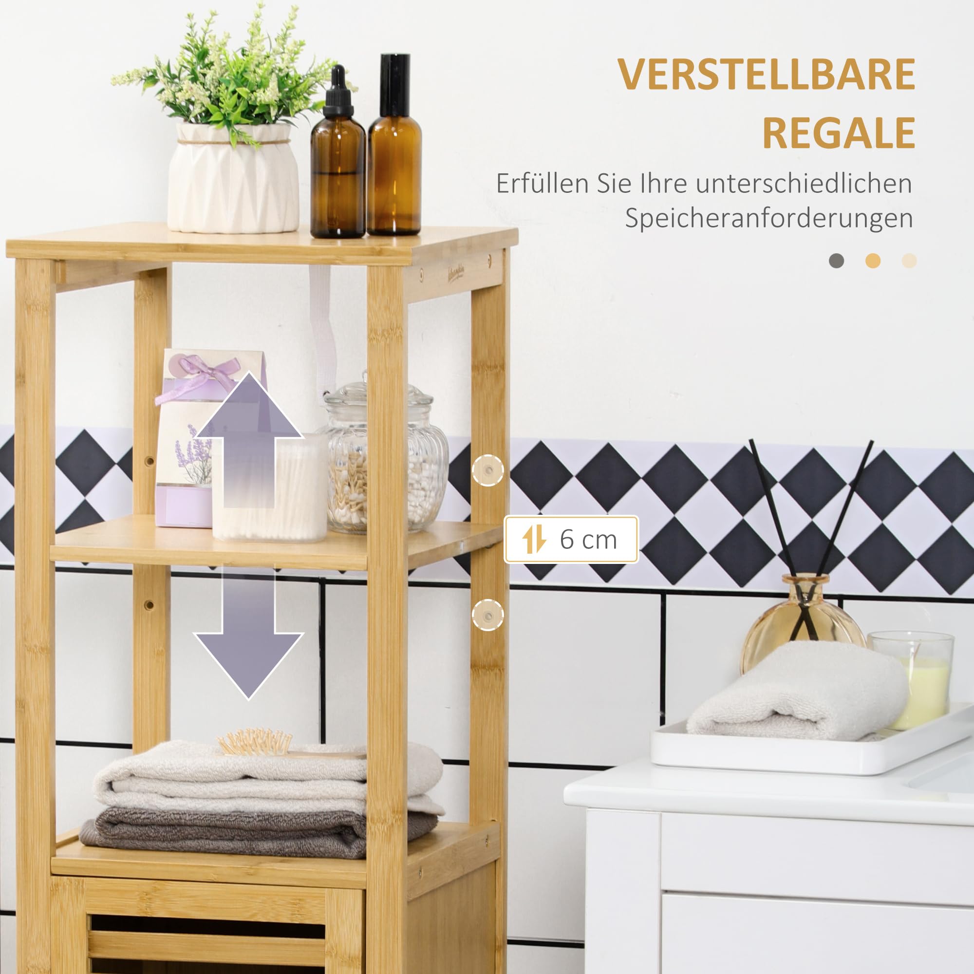 kleankin Badezimmerschrank Badschrank mit Tür 33 x 30 x 120 cm Naturholz