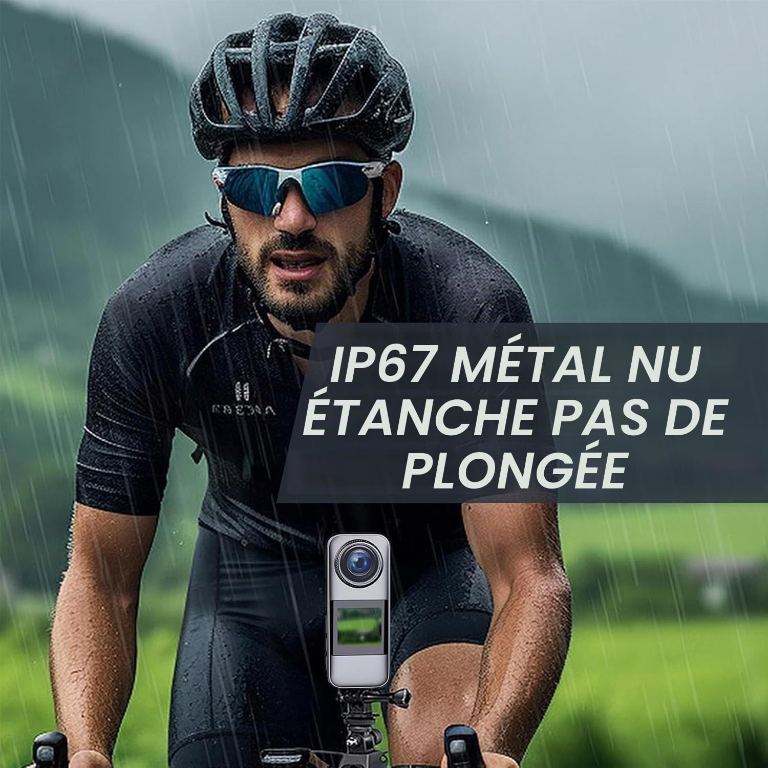 Xilecam Caméra Sport Double écran 4K 60FPS Caméra étanche à écran Tactile Camera Moto Anti-Secousse et Accessoires de Montage Adapté aux Sports de Plein air et au Cyclisme（Gris métallisé）
