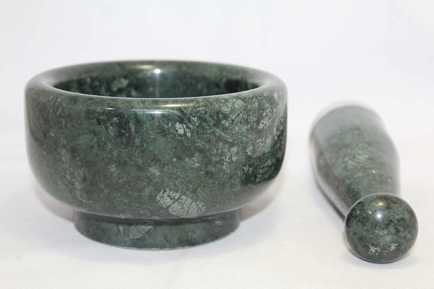 Mortar Pestle Marble Set Grinder Herb Spice Stone Natural Green Pill Crusher HD5