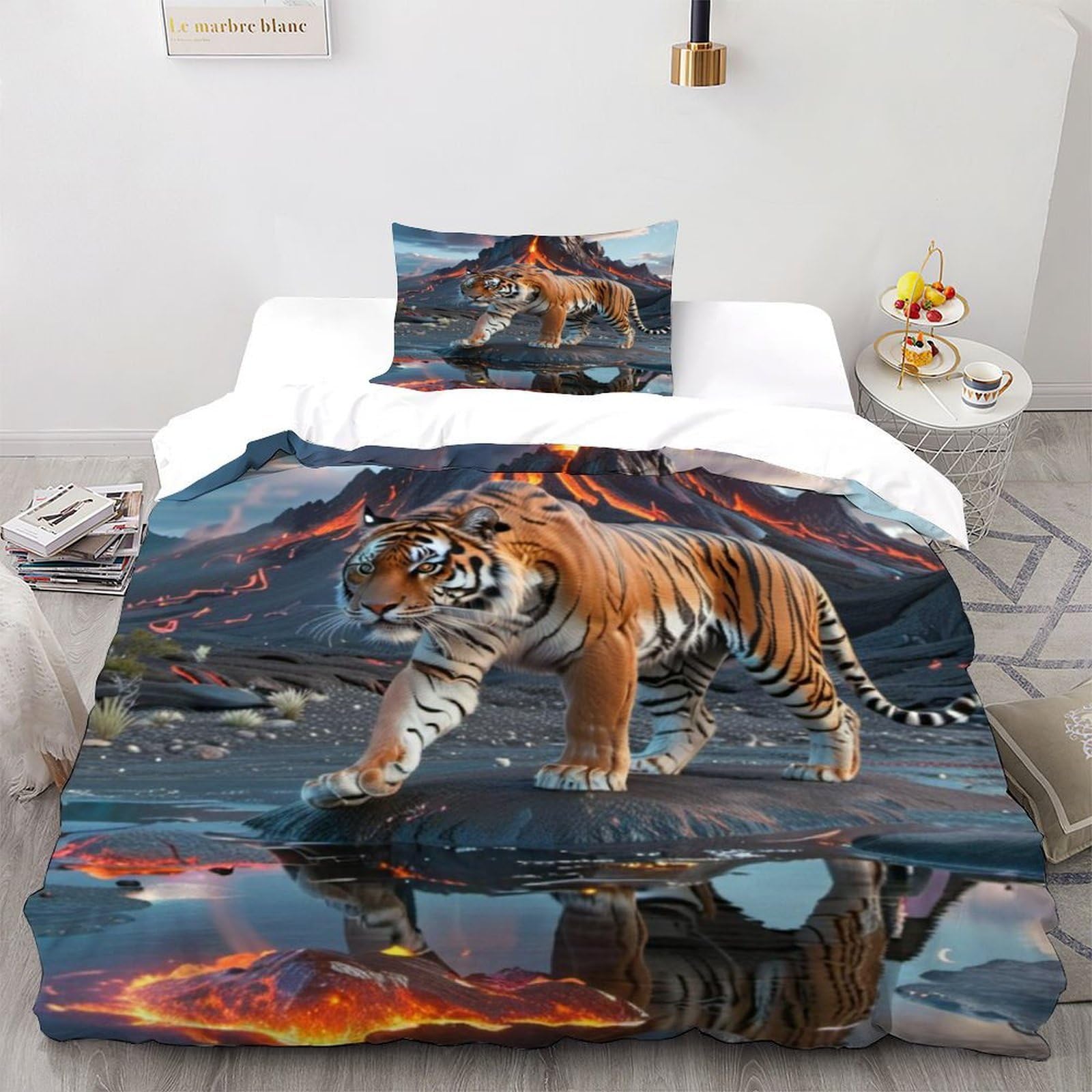 Housse de couette tigre volcan 135x200cm pour créer un cocon d'aventure unique