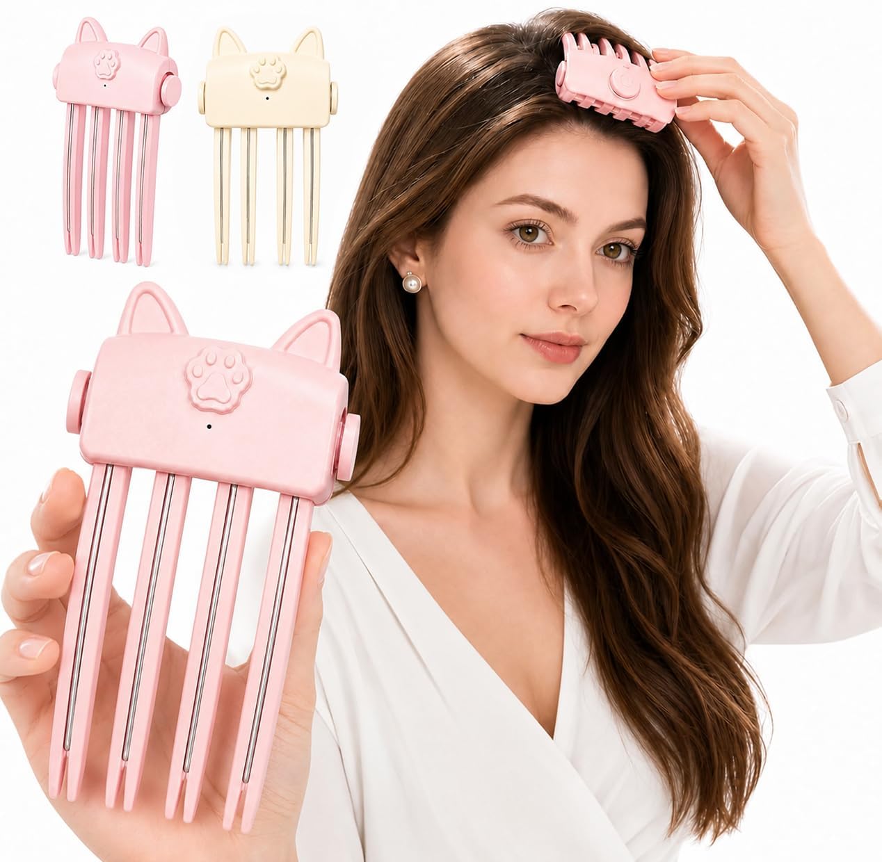 Heated Hair Volume Clip, Wireless Heated Volumizing Root Lift Clip Cordless Hair Tool for Fine Flat | Rechargeable Bangs Portable Travel Styling Root Comb Quick Heat Setting Fluffy Bangs Crown Volume