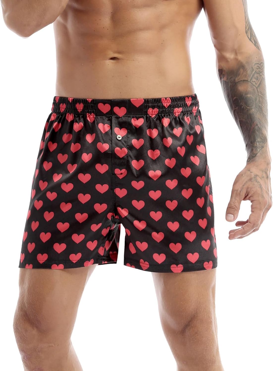 Oyolan Mens Silky Pajama Bottom Shorts Elastic Waistband Boxer Shorts Loose Sleep Shorts Underwear