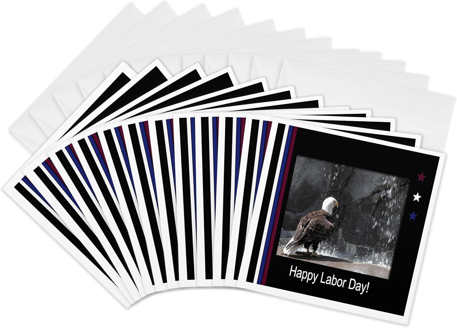 3dRose Labor Day, Eagle by Waterfall Greeting Cards, 6" x 6", Set of 12 (gc_40492_2)