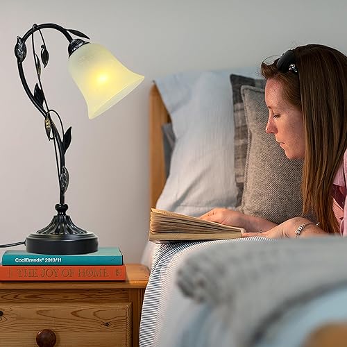 Miniatura 4 de Lámparas de mesa táctiles de noche, lámpara rústica de lectura de 3 vías, lámpara de flores regulable con puertos USB, luz de escritorio vintage con