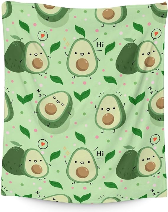 Blanket for Girls - 60"x80" Cute Avocado Throw Gifts - Green Soft Fuzzy Blankets for Bed, Couch & Living Room