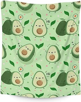 Blanket for Girls - 60"x80" Cute Avocado Throw Gifts - Green Soft Fuzzy Blankets for Bed, Couch & Living Room