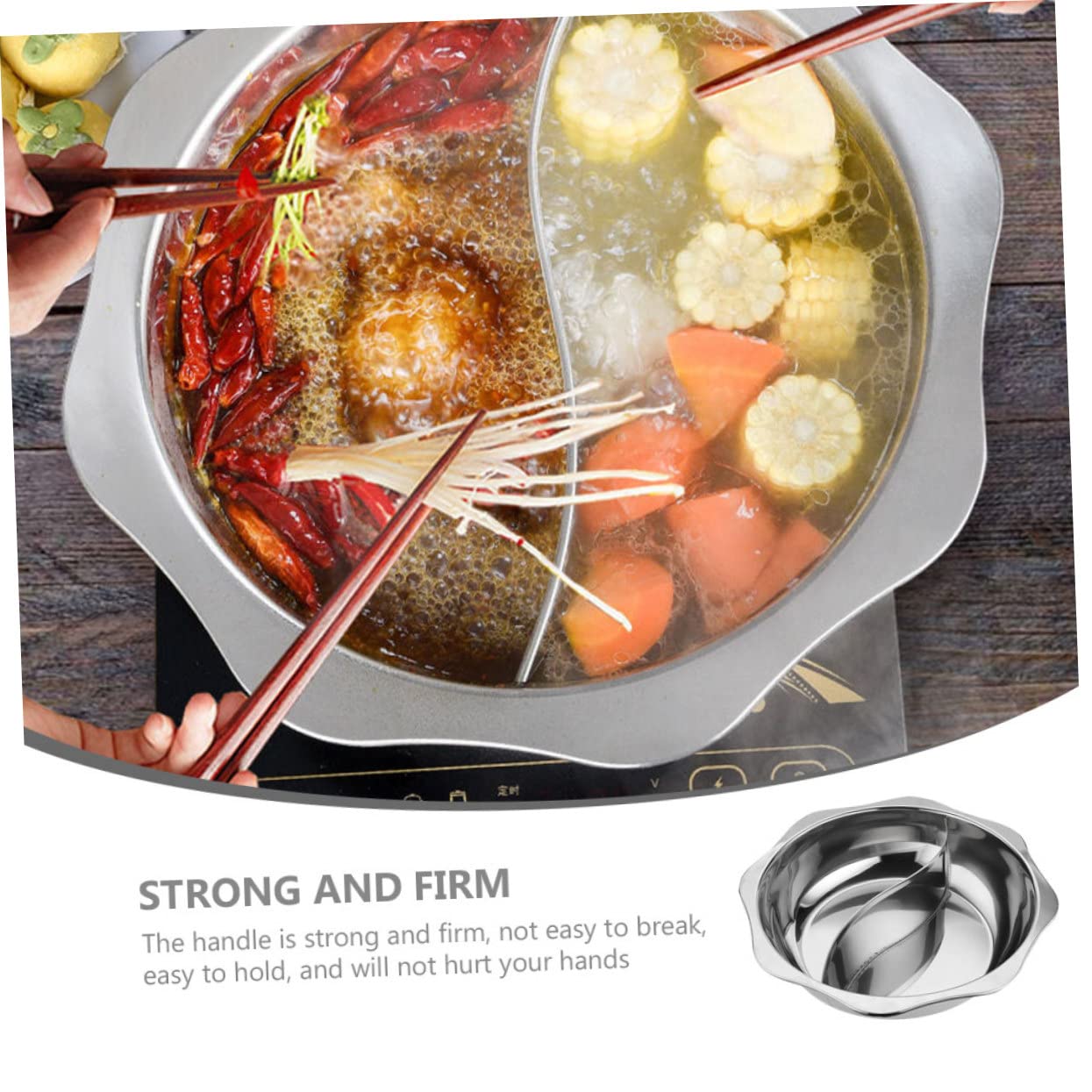 Amazon｜Mikinona ステンレス製仕切り付き鍋 両面分割火鍋28cm 高熱