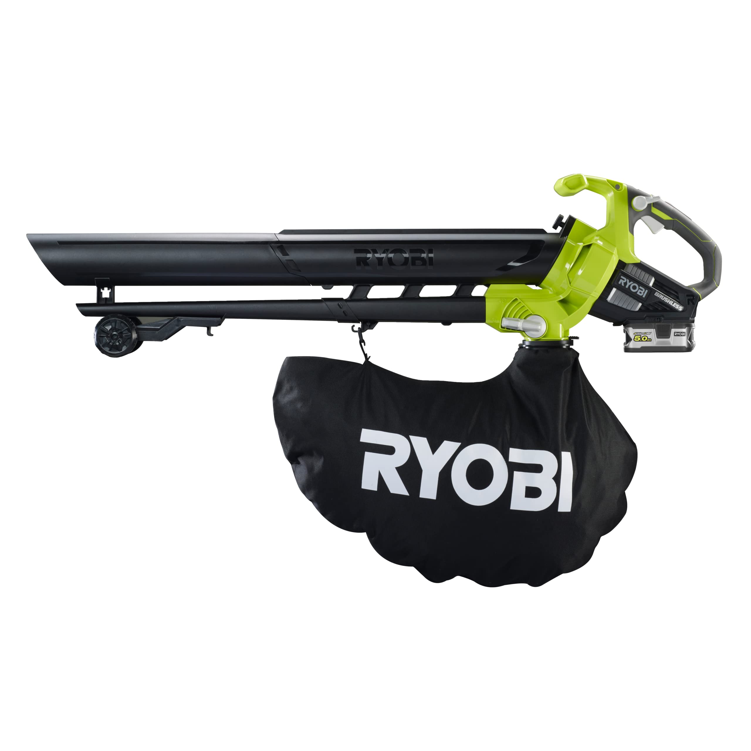 Ryobi - Soplador aspiro-triturador de 18 V LithiumPlus sin escobillas – 1 batería de 5,0 Ah – 1 Cargador rápido RBV1850