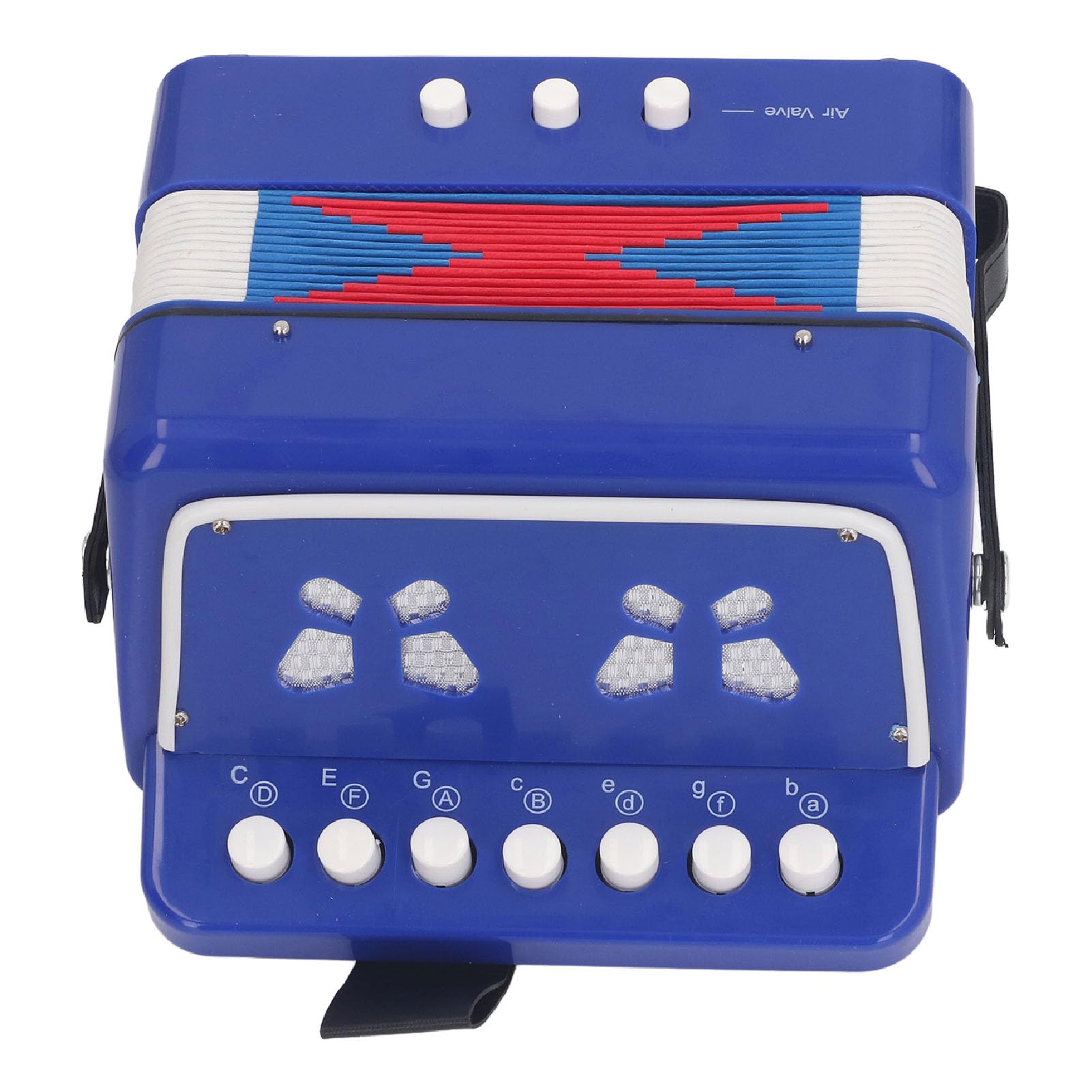 Accordéon à 7 Touches, Accordéon à Boutons pour Débutants, Flexible, Ne Tombe Pas, Sûr, 2 Basses, Gain de Place avec Boucle de Ceinture pour la Pratique (BLUE)
