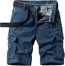MOKBAY Pantalones Cortos Cargo Hombre Cargo de Color Liso Bermuda con Cordón Pantalón Corto Hombre Cremallera Bolsillos