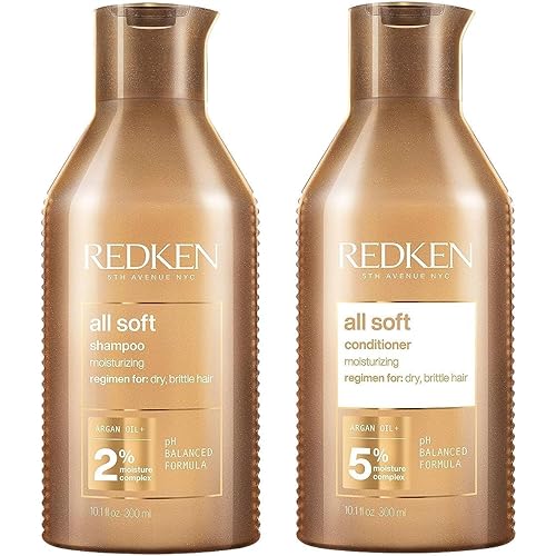 Redken All Soft Shampoo and Conditioner Set For Dry or Brittle Hair - Provides Intense Softness and Shine With Argan Oil, 10.1 Fl Oz