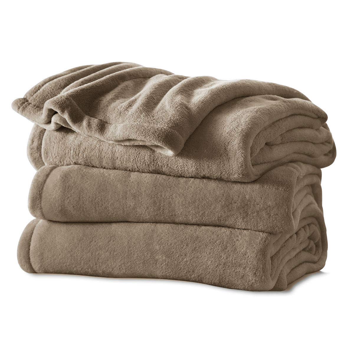 Amazon.com: Sunbeam Microplush Comfy Toes Electric Heated Throw Blanket  Foot Pocket Mushroom Washable Auto Shut Off 3 Heat Settings : Home u0026 Kitchen