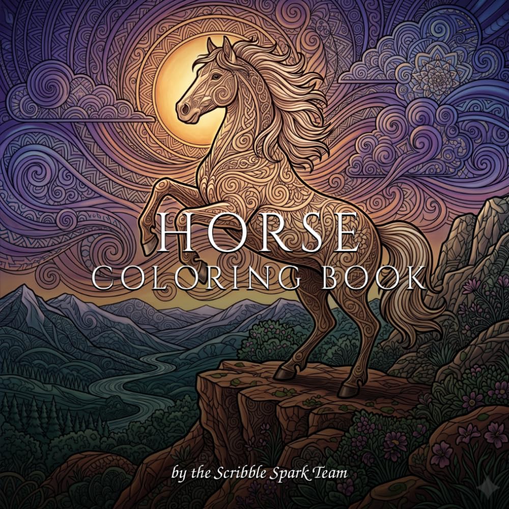 Horse Coloring Book: 50 Intricate Designs for Adults: By the Scribble Spark Team