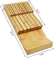Vista 5 de Bamboo Kitchen Drawer Knife Block, In drawer Knife Holder, Knife Drawer Organizer fit for 13 knives