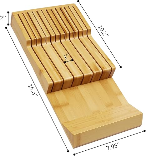 Miniatura 5 de Bamboo Kitchen Drawer Knife Block, In drawer Knife Holder, Knife Drawer Organizer fit for 13 knives
