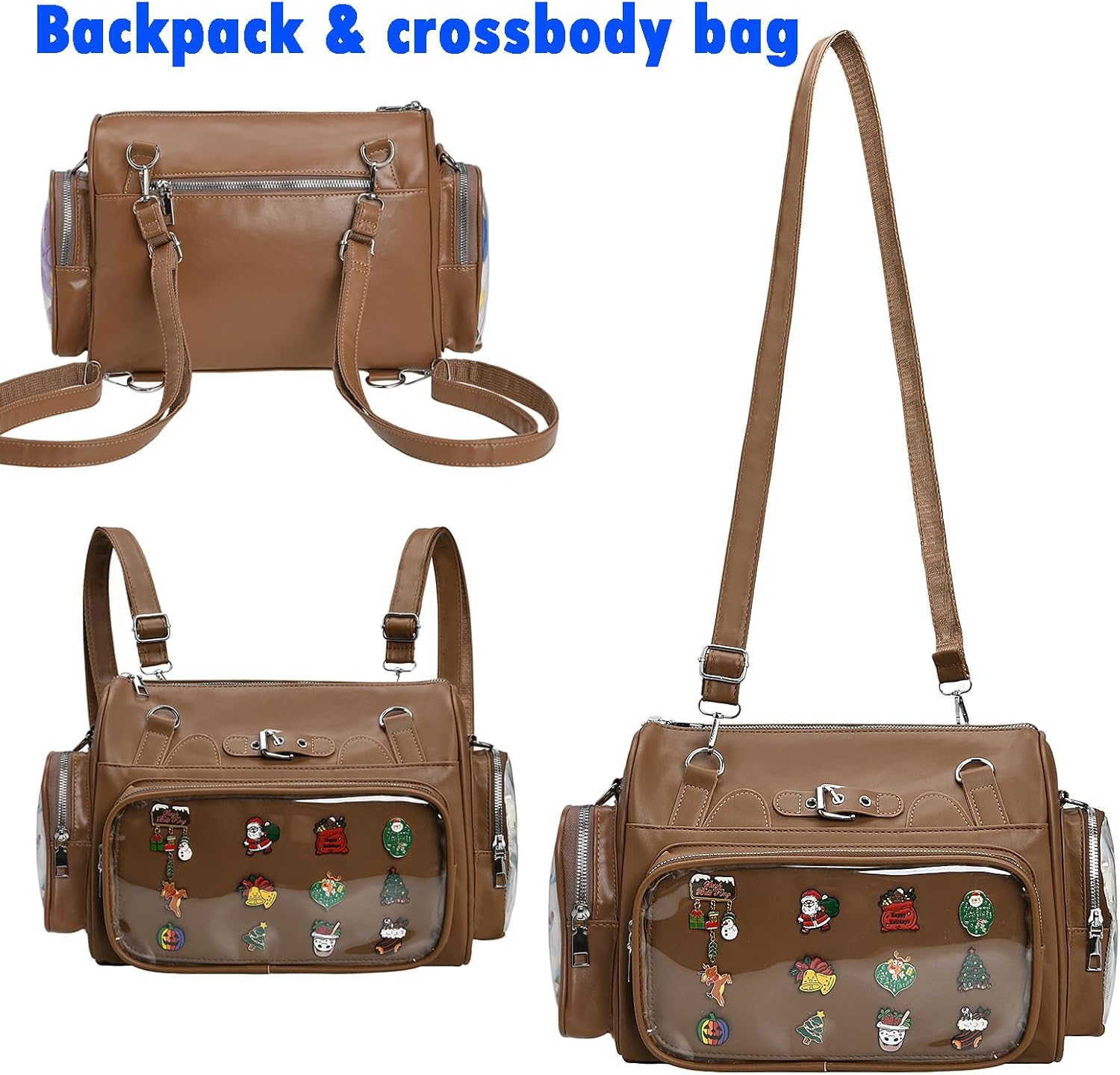Kawaii Y2k Style Ita Bag - Multi-Purpose Backpack Crossbody Bag Shoulder Bag, 5.9'' Doll & Enamel Pin Display