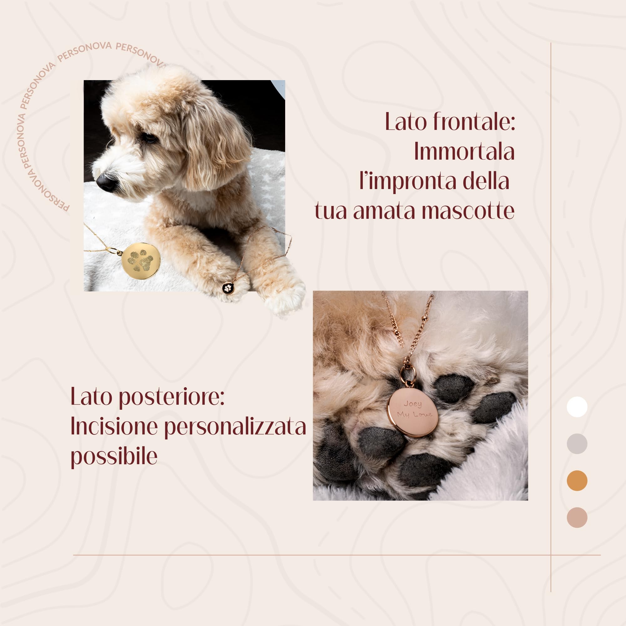 Collana con Ciondolo a Forma di Zampa Personalizzata, con Incisione, con Ciondolo a Forma di Zampa con Nome, ricordo con Lettere e Pietra Portafortuna, Regalo per Gli Amanti degli Animali