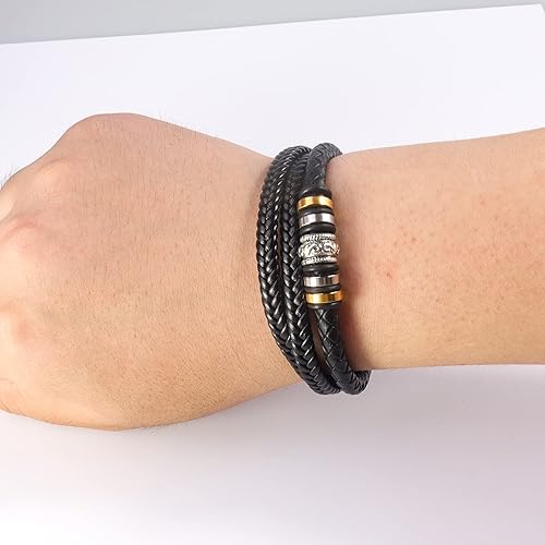 Miniatura 4 de Pulsera de cuero trenzado con texto en inglés To My Son "I Will Always Be with You', pulsera de cuero trenzado para hombre, hecha a mano, regalo