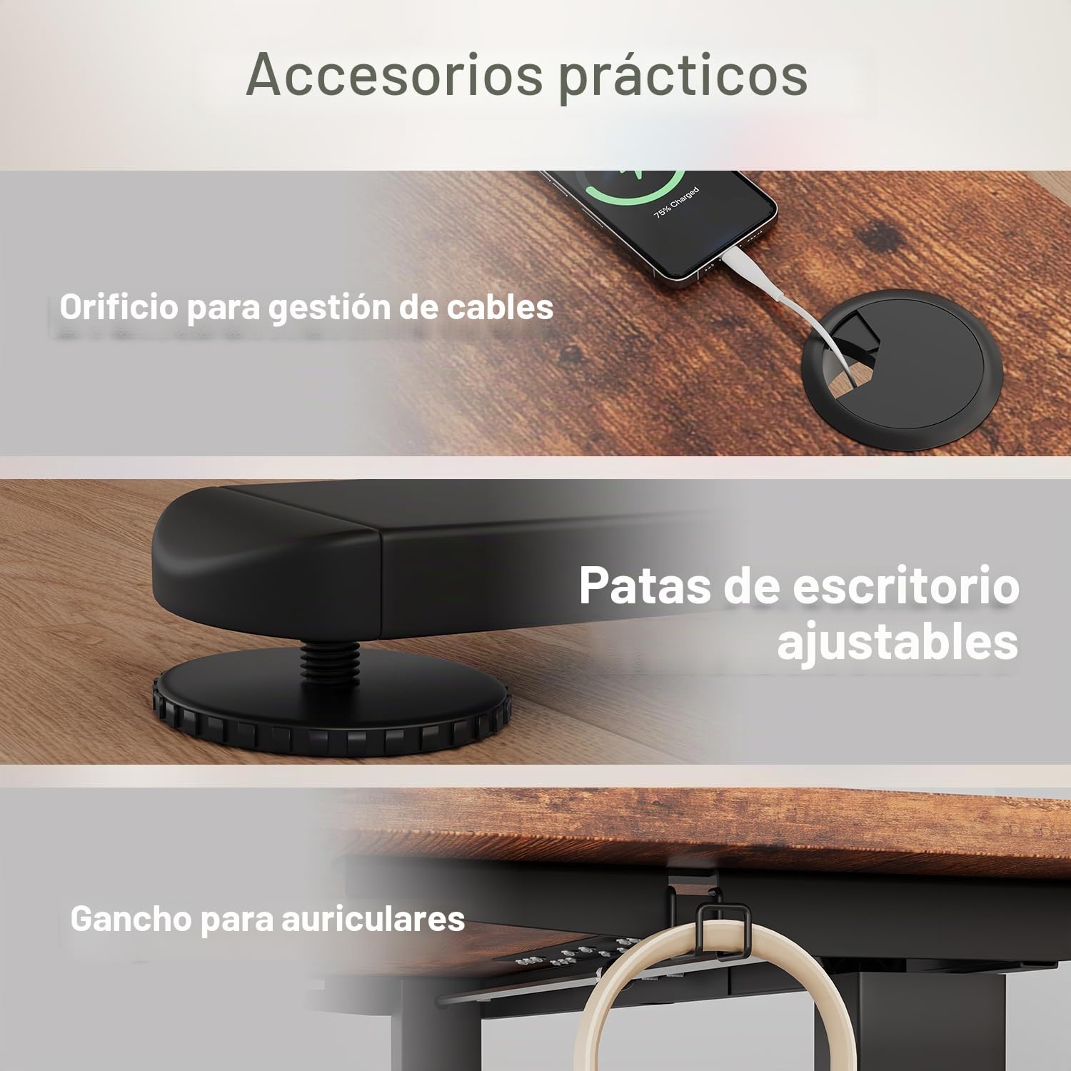 JUMMICO Escritorio Regulable en Altura con Soporte para Monitor, Escritorio de Pie Eléctrico para Oficina en Casa y Gaming, 120 * 60cm, Marrón