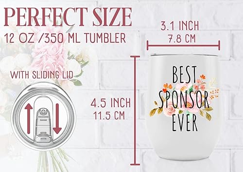 Miniatura 3 de Onebttl Sponsor Gift - Vaso de vino de 12 onzas, doble pared aislada al vacío, taza de acero inoxidable con tapa, regalo de confirmación para