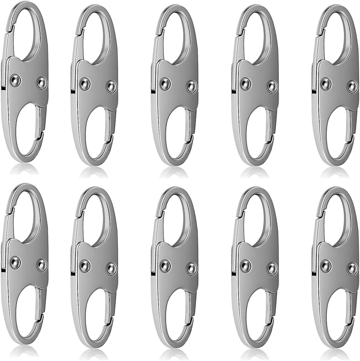 10pcs Double Mini Carabiner Clips - Anti-Theft Zipper Lock for Bags
