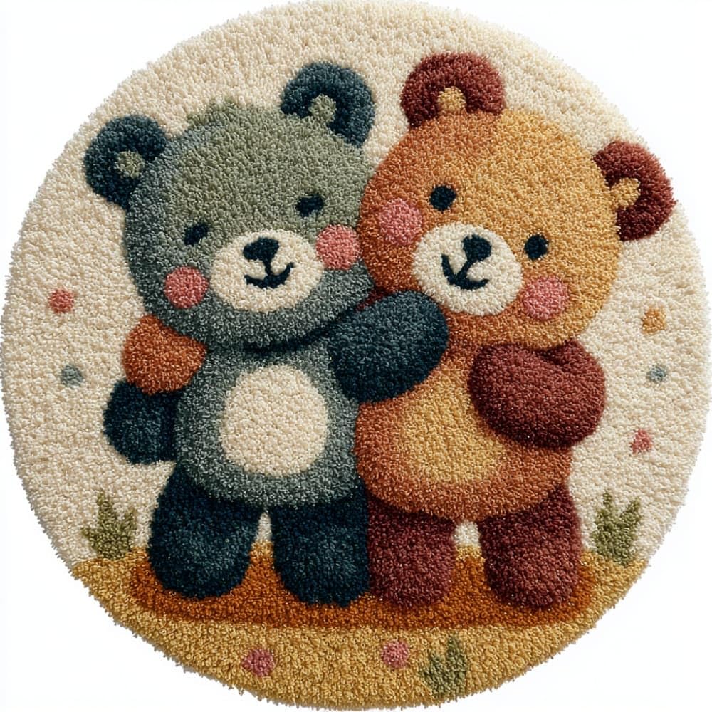 Round Latch Hook Rug Kits Cartoon For Adults And Starter 50*50Cm