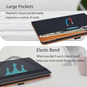Case for Redmi Pad 2 Pro 2025/Pad pro 12.1 2024/Poco Pad M11 PU Leather Multi-Angle Viewing Folio Case Protective Stand Cover with Front Pocket and Fixing Band for Tab Redmi Pad 2 Pro,Black