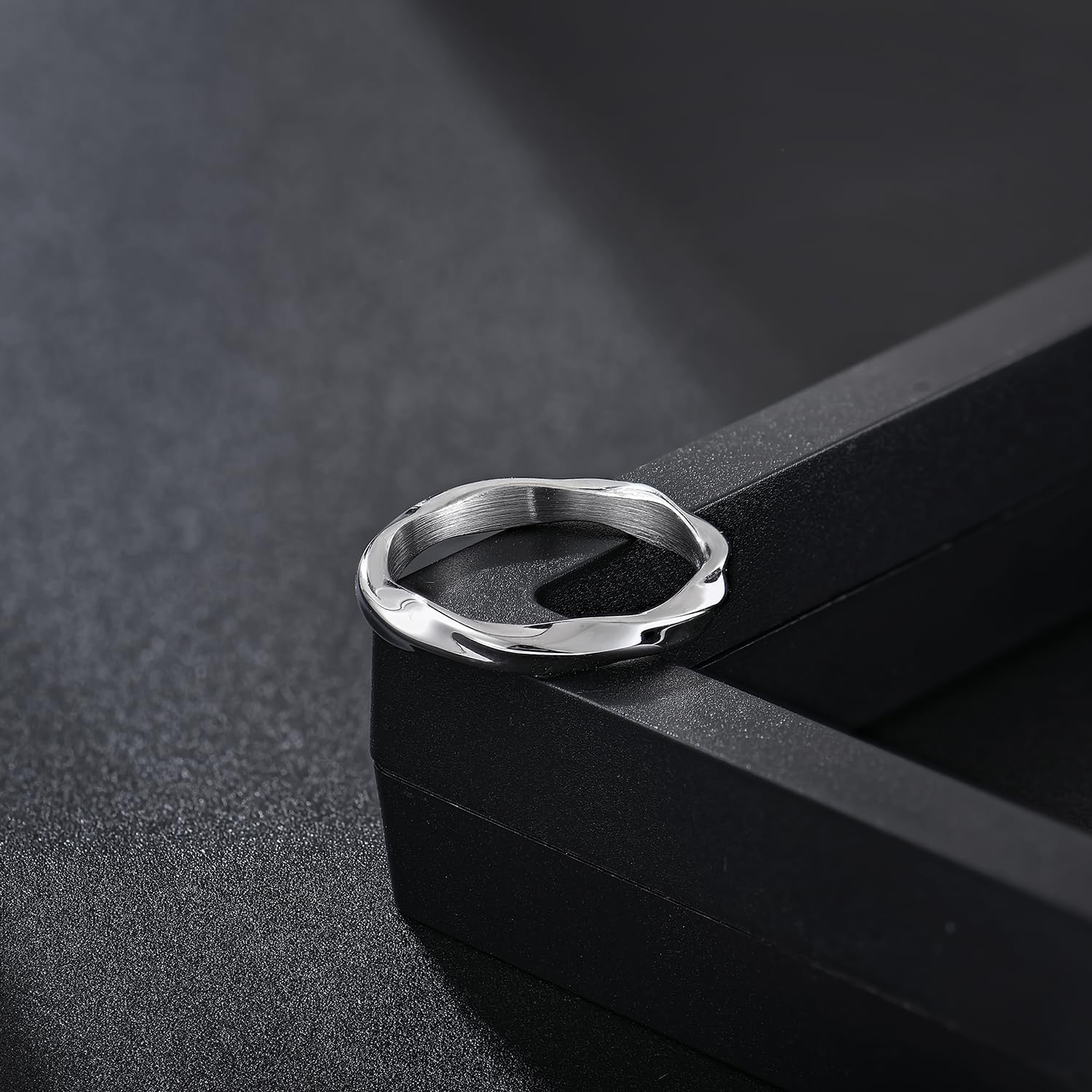 Titanium Mobius Twisted Ring for Men Women, Silver/Gold Plated Stackable Simple Promise Engagement Rings 3mm Wedding Bands for Couples Size 6-9 - Image 3