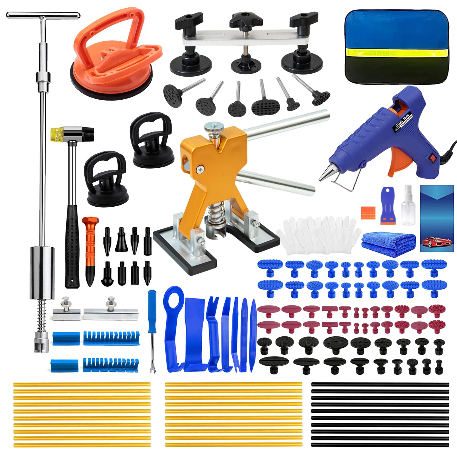 Paintless Dent Repair Kit PDR with T-Bar Slide Hammer for Hail Damage