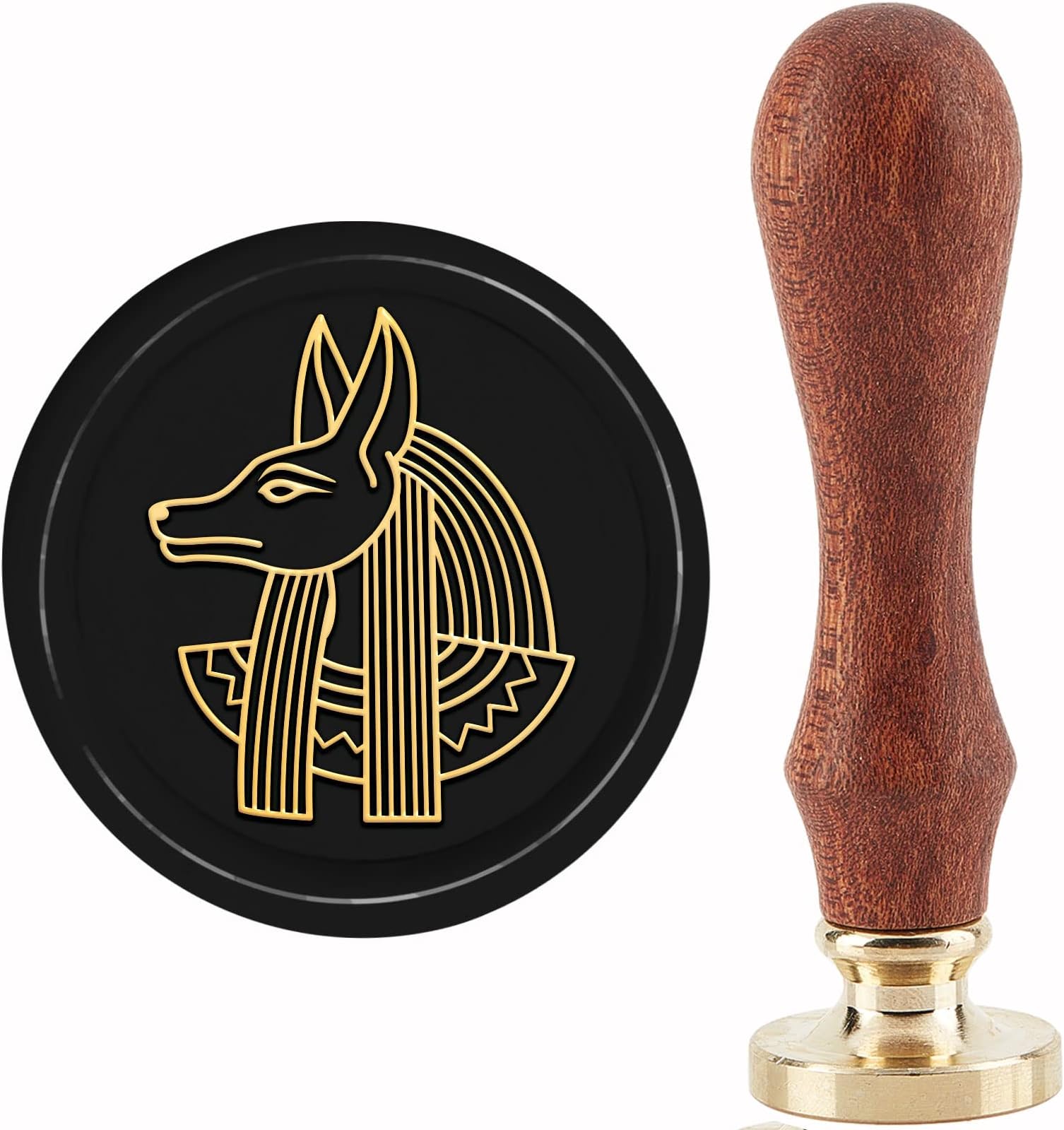 CRASPIRE Anubis Wax Seal Stamp Egyptian Theme Mythological Sealing Stamp Copper Seals Retro Removable Brass Stamp Head with Wooden Handle for Halloween Letter Invitation Envelope Cards Decoration