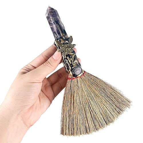 Purple Crystal Witch Broom – Wiccan Altar Broom for Witchcraft