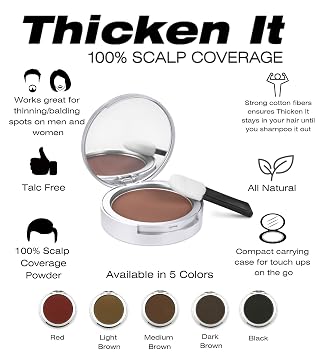 Hair Powders Talc-Free .32 oz. Water Resitant Hair Loss Concealer. Naturally Thicker Than Hair Fibers & Spray Concealers. (Black)